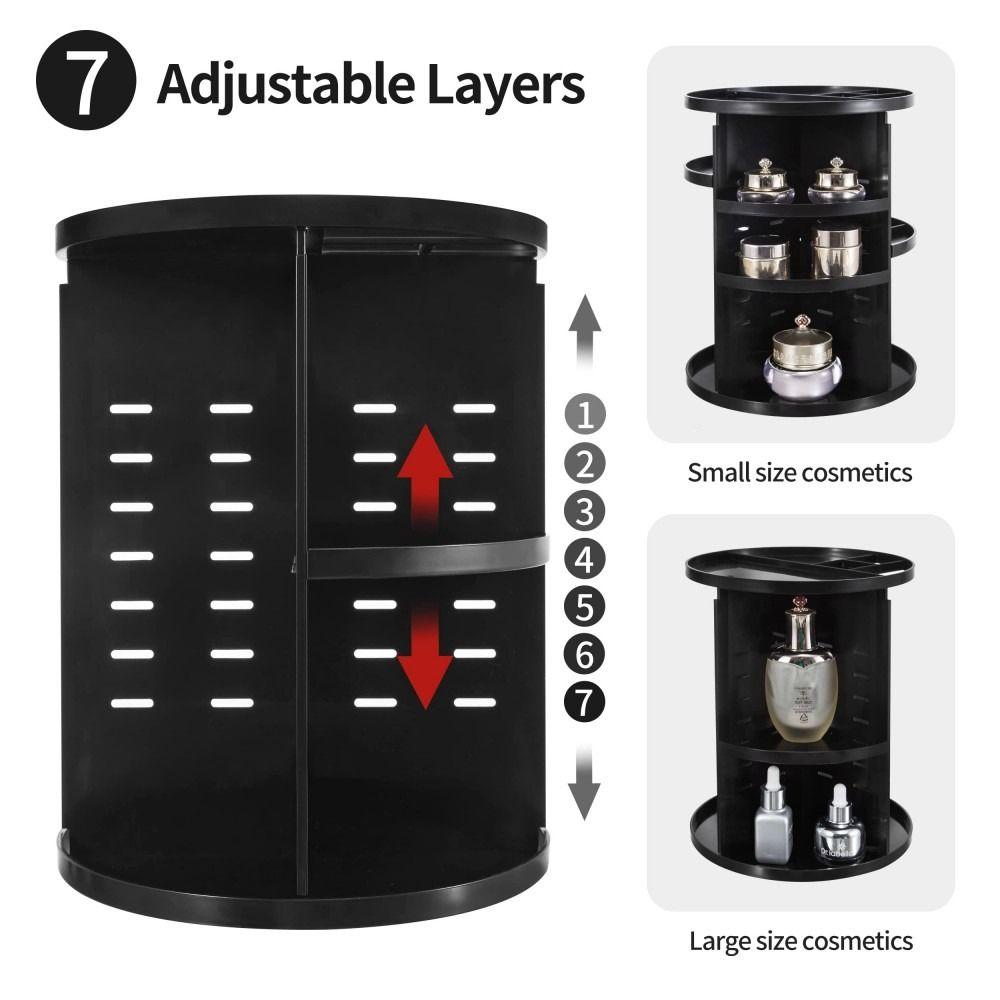 360 Rotating Makeup Organizer Foldable Adjustable Cosmetic Storage Box Spinning Large Capacity MMakeup Display Shelf