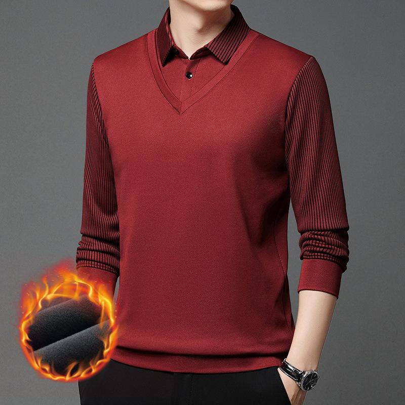 Autumn Long Sleeve T-Shirt Men s Casual Lapel Collar M
