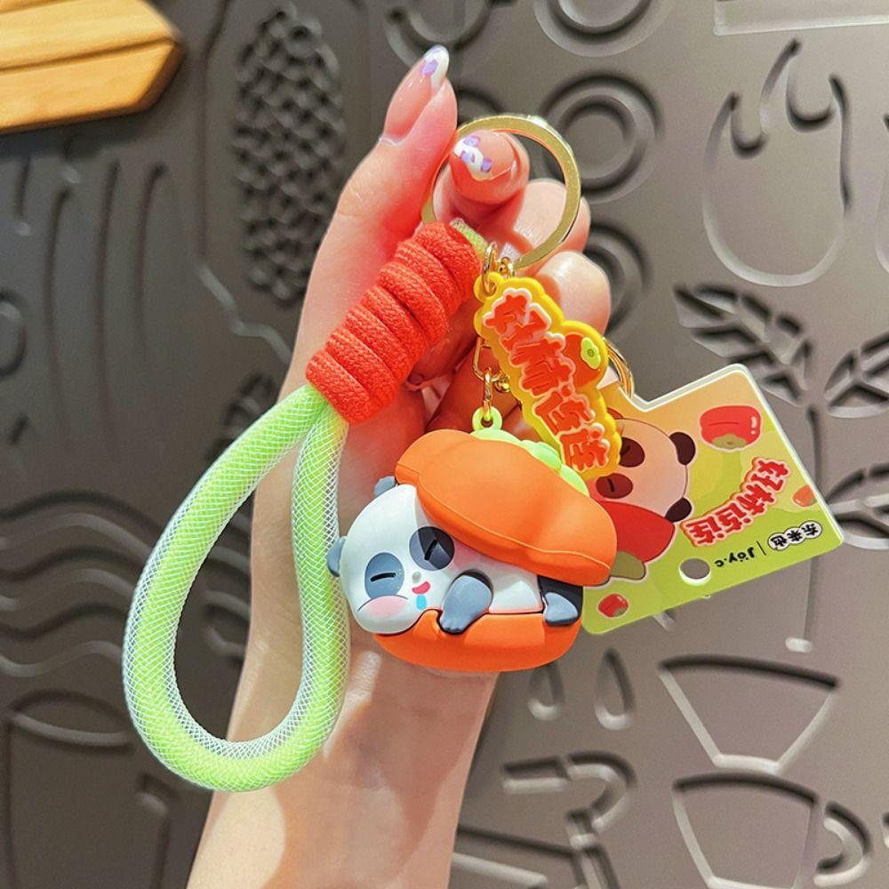 Cartoon Fruit Panda Keychain Creative Bag Pendant New Car Keyring Small Gift