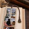Cross-stitch Bookmark Seasonal Cat Cross-Stitch Bookmark Four Seasons Black with Artistic Braided Rope Handcrafted Book Page Marker for Lovers