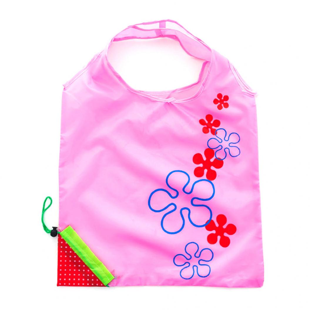 Портативная клубничная экологически чистая многоразовая сумка складная сумка для покупок розовый