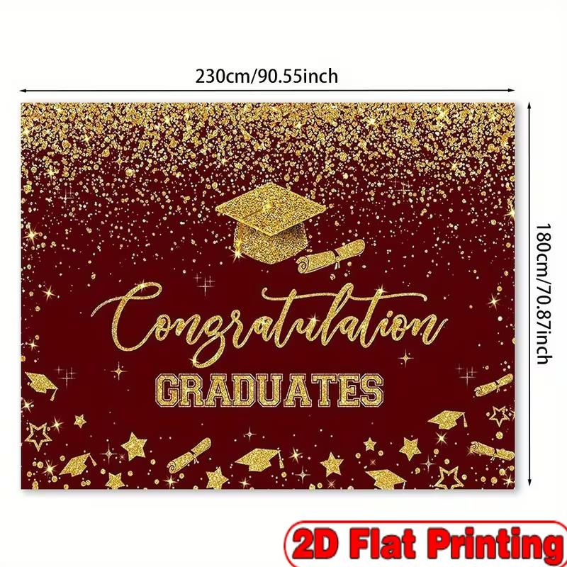 2D Graduation Backdrop Maroon Gold Congrats Graduates Class of Party Decor Banner