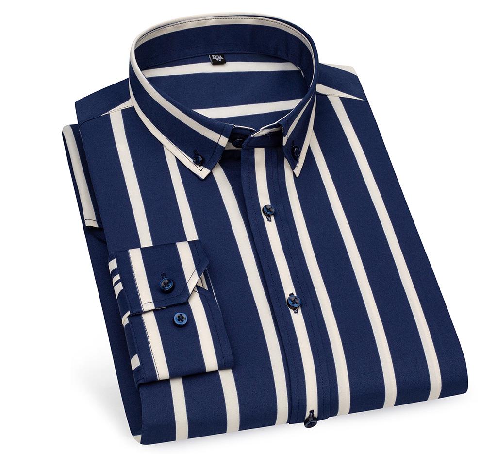 Men's Short Sleeve Non-Iron Striped Ice Silk Casual Korean Style Shirt