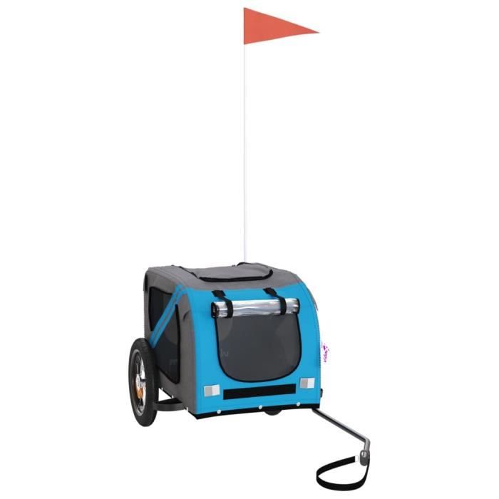 VidaXL Remorque de vélo pour chien bleu et gris tissu oxford et fer 93869