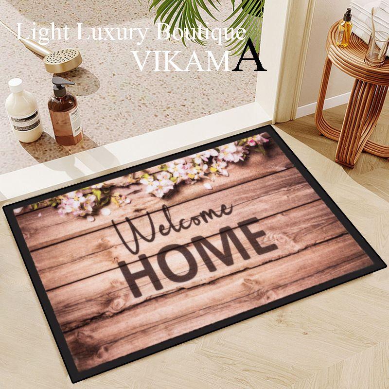 Wood Grain Flowers Crystal Velvet Floor Mat Entry Door Mat Foot Mat Valentine's Day Flower Home Decoration Small Carpet