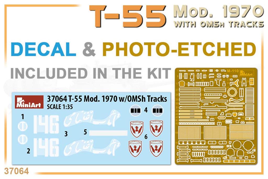 MiniArt Scale 1970 with OMSh Tracks Plastic Model MA37064 1/35 T-55 Mod.