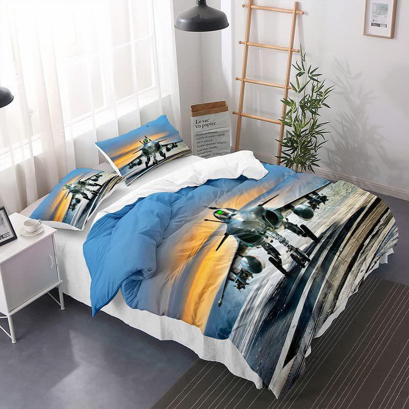 Aircraft Three-Piece Quilt Cover 3D Digital Printing Bedding Set Four Seasons Bed Cover