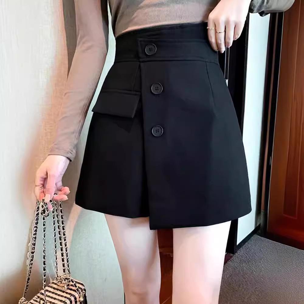 High-Waisted Irregular Korean-Style Women's Wide-Leg Slimming Culottes for Autumn 2023