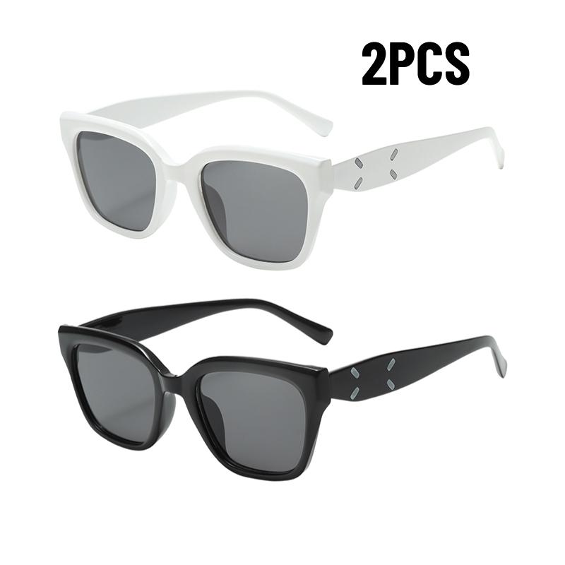 

2Pcs Classic Rectangle Sunglasses Retro Uv400 Protection Shade High Quality Advanced Acetate Sunglasses Women Driving Eyeglass