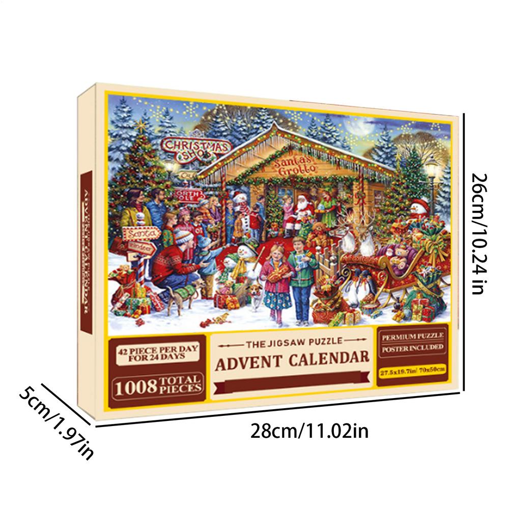 24 Days Jigsaw Puzzles Advent Calendar 1008 Puzzle Christmas Countdown Calendar Puzzle Toy Cardboard Material Stocking Stuffers