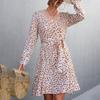 Women's Boho Polka Dot Print V-Neck Long Sleeve Dress