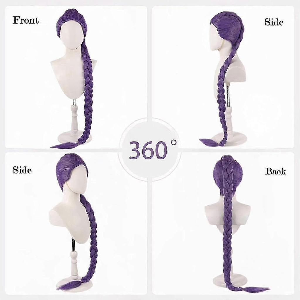 Demon Hunters Costume Wigs Cosplay for Kids, Rumi Costume Wigs Purple Braids Wig Halloween Cosplay Props, Anime Cosplay Wig