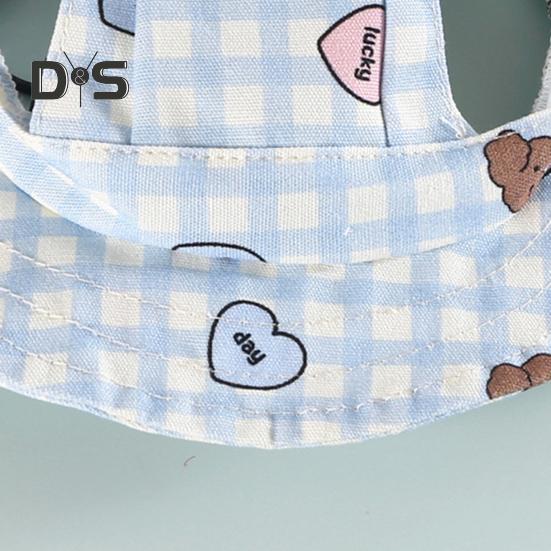 Hunde-Bucket-Hüte mit Ohrlöchern, kariertes Design, runde Krempe, Sonnenhut für draußen, UV-Schutz, Fischerkappe mit verstellbarem Riemen für kleine und mittelgroße Hunde und Katzen