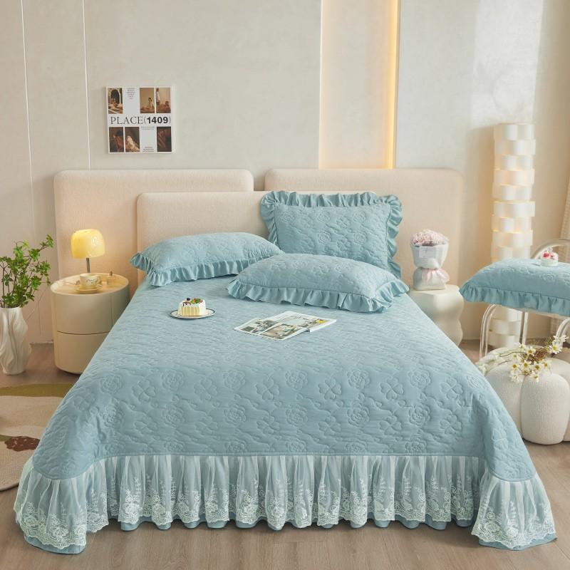 Floral Embossed White Lace Coverlet Bedspread with 2 Pcs Pillow shams Solid White Full/Queen/King Bed Cover 3Pieces Bedding set