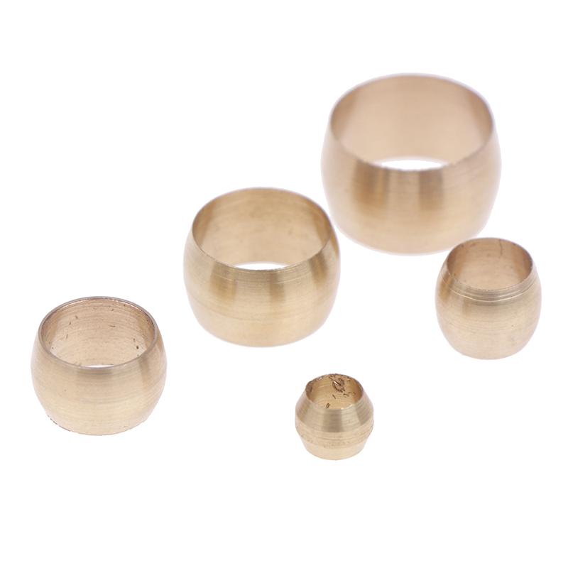 New 10Pcs 4 6 8 10 12 Mm Tube Brass Ferrule Compression Copper Sleeve Seal Ring Air Hydraulic Pipe Fitting Union Connector