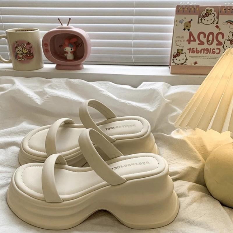 Not Tired Feet Slippers Thick-soled New Trendy Word with Casual Slippers Fashionable Versatile Height Increase Women's Outer Wear