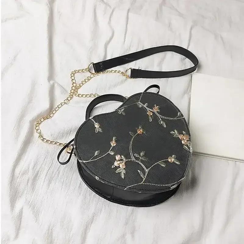 1 Pcs New Fashionable Women's Bag Shoulder Bag Women's Lace Peach Heart Creative Crossbody Bag Handbags