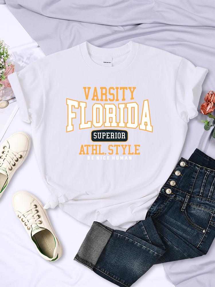 

Флорида Супериор Атл Стайл Женская Футболка с Коротким Рукавом Личность Повседневные Топы Дышащая Всепогодная Футболка Уличная Женская Футболка Одежда 4XL