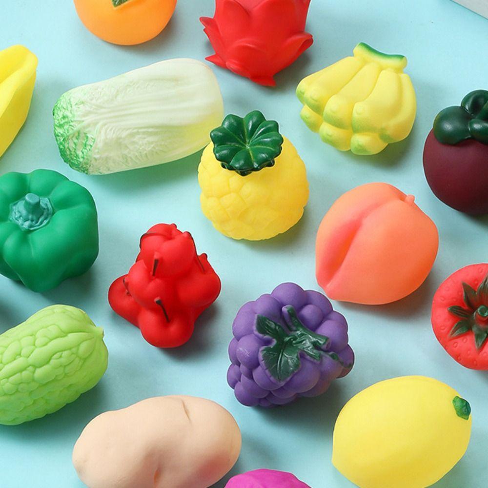 Sound Simulated Fruit Squeeze Toy Vinyl Fruit Play Water Bath Toy Children Adult