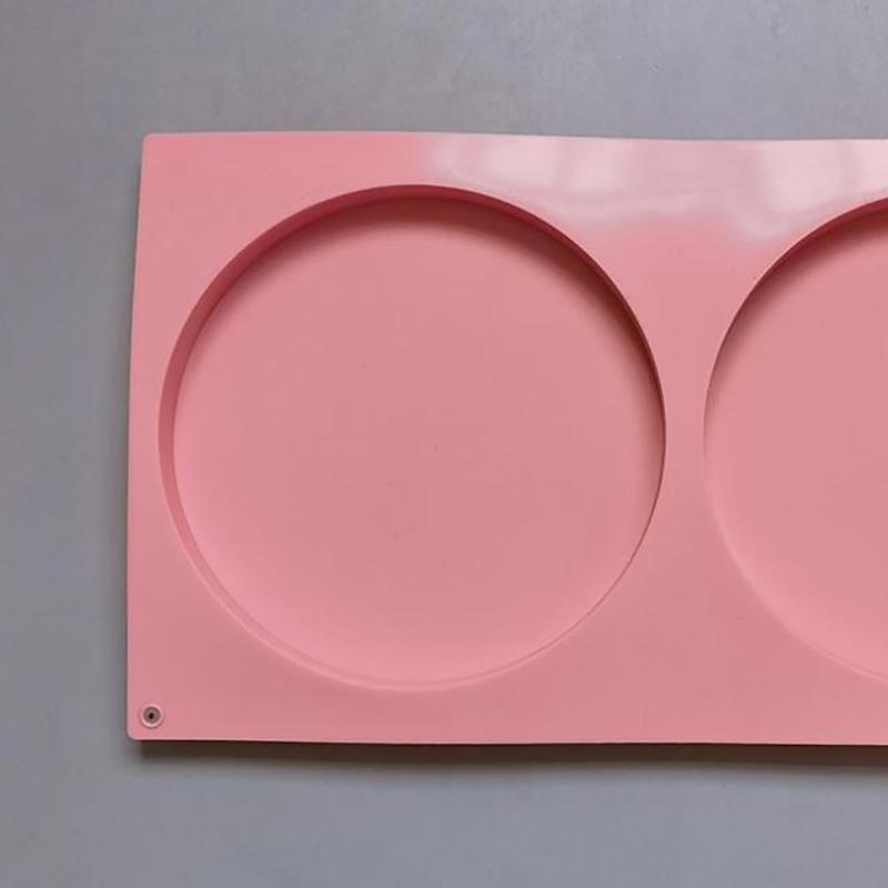Pink 2-Hole Circular Cake Silicone Mold Flat Tube Chocolate Dessert Kitchen Baking Mold