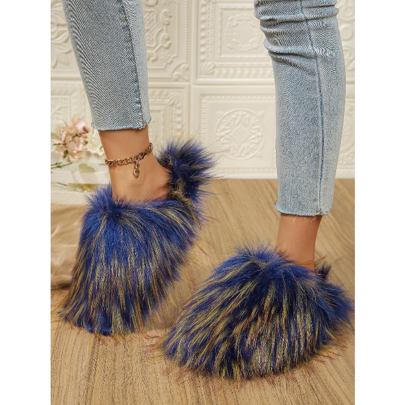 Winter new bag head plush fluffy home slippers women's flat bottom large size indoor slippers fluffy mop