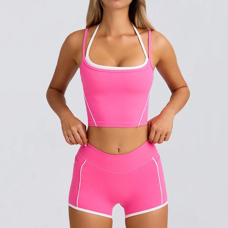 Botee Same Style Sports Underwear Vest Shorts Spaghetti Strap Bra Beauty Back Pilates Fitness Running Yoga Suit