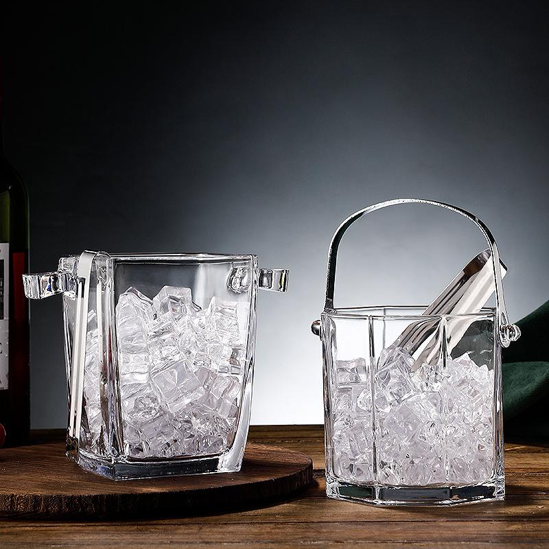 Large Capacity Glass Ice Bucket, Creative Red Wine and Beer Insulated Bucket, Household European Style Chilled Champagne Bucket
