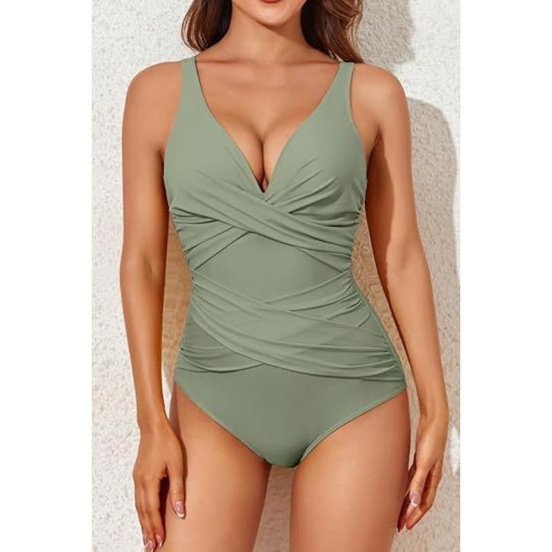 European and American New One-piece Swimsuit Women's High Waist Tight Cross Sexy Backless Swimsuit