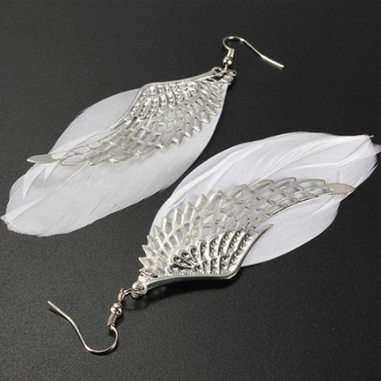 Exaggerated Angel Wings Feather Earrings - Long, Stylish Fashion Jewelry