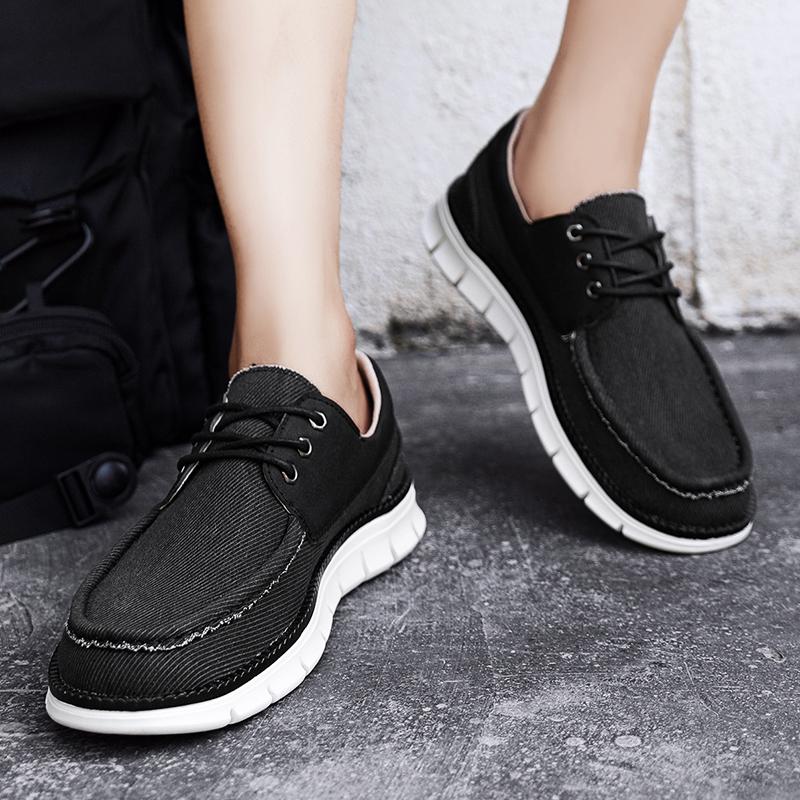 Men’s Outdoor Canvas Shoes Blue Sneakers Driving Shoes Casual Khaki Wide Head Shoes for Farther Plus Size Lightweight