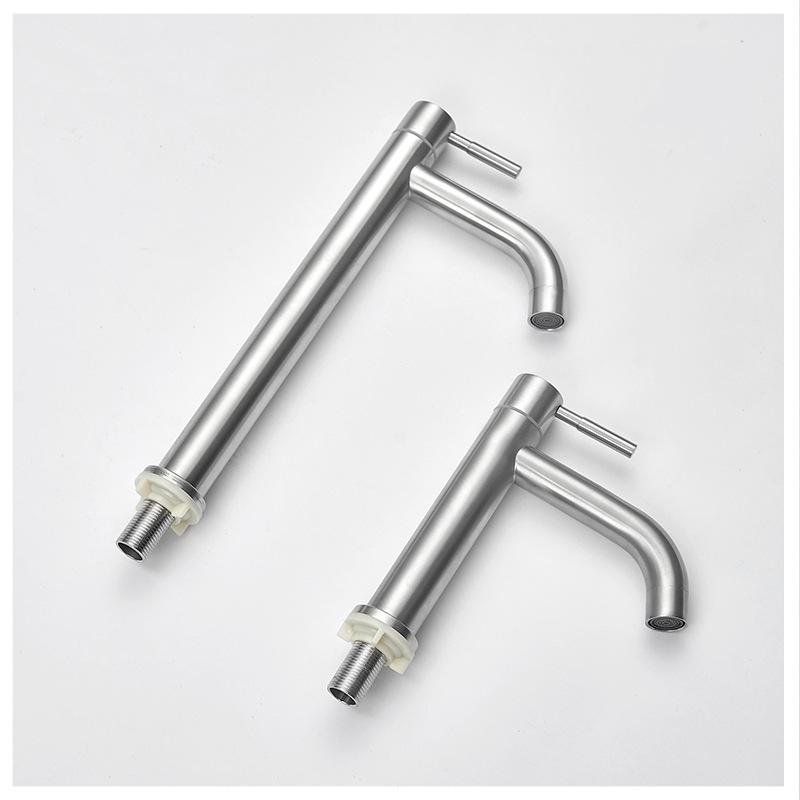 Enhanced Black Single-Hole Cold Basin Faucet - 304 Stainless Steel for Countertop/Undermount Bath