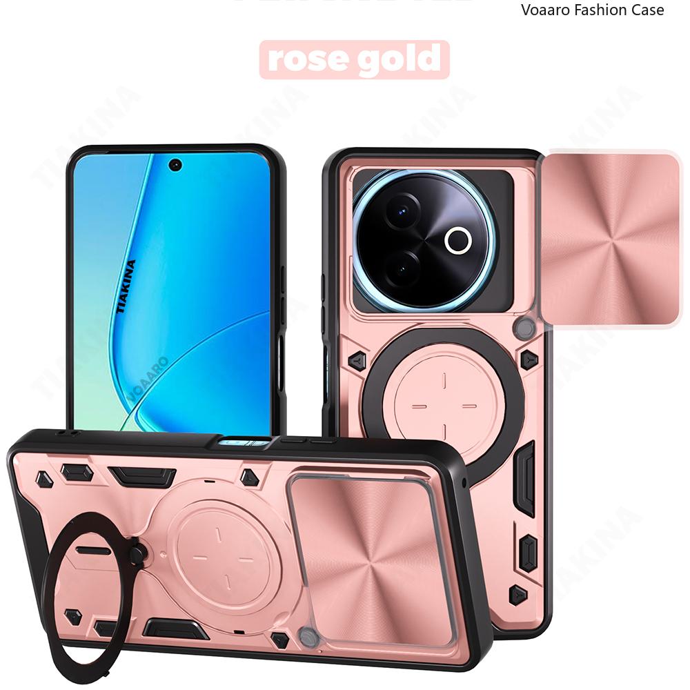 Slide Lens Armor Funda for Vivo Y39 5G Global Case for Vivo Y300i 5G China Case Magnetic Ring Stand Holder Protective Back Cover