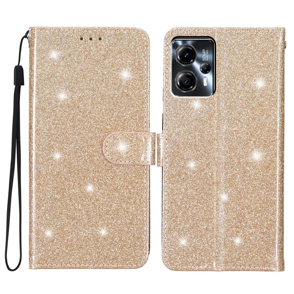 For Motorola Moto G13 4G/G23 4G Glittery Flip Wallet Stand Leather Case Anti-drop Phone Cover