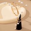 Imitation Pearl Open Arm Bangle Adjustable Armband Fashion Bracelet Ring Set  Girls