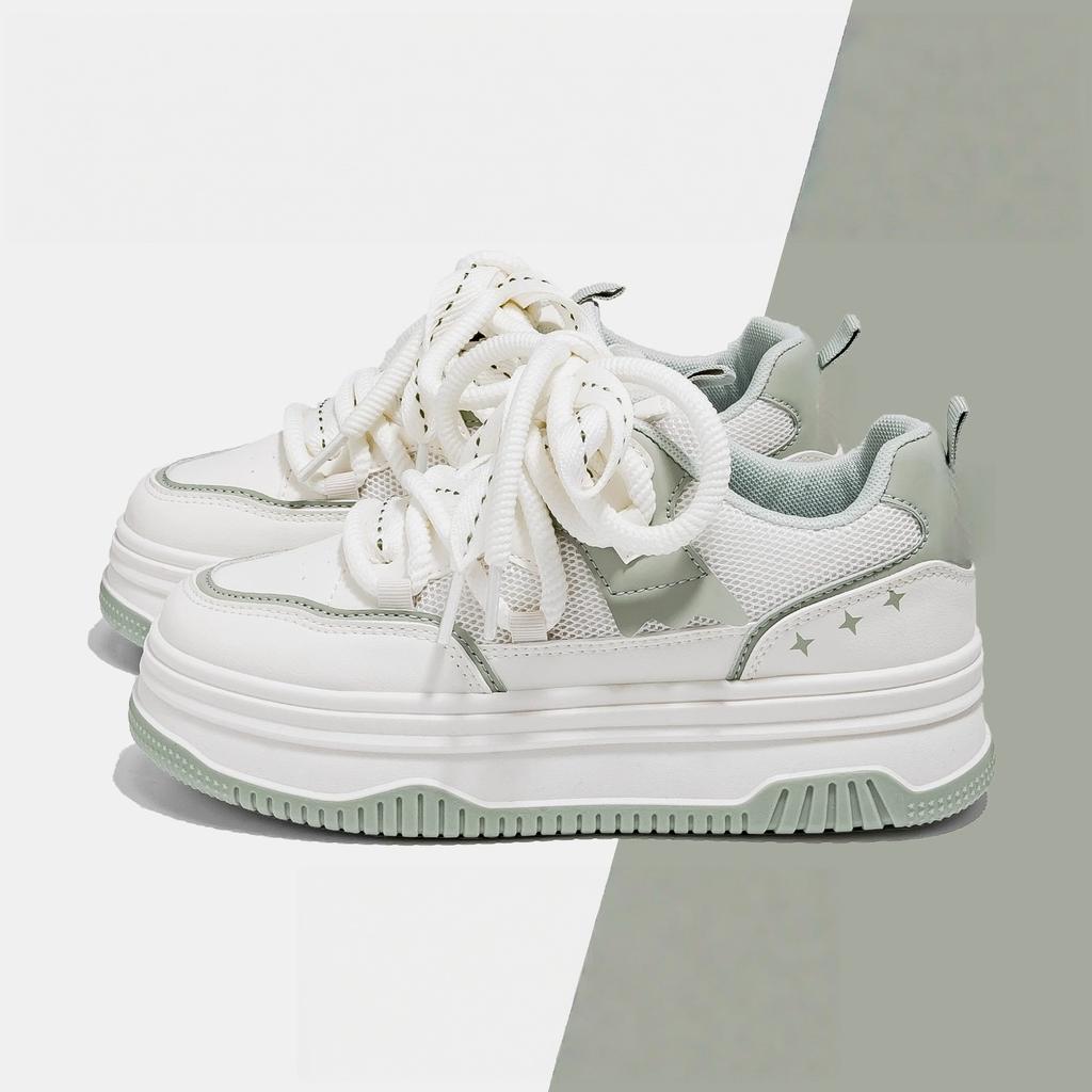 Student Versatile Platform White Shoes Women's 2025 Summer New Popular Mesh Breathable Board Shoes Casual Campus Women's Shoes