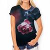 3D Rose Blume Print T Shirt Sommer Kurzarm Top Fashion Floral Grafik Harajuku T-shirts Für Frauen Kleidung T-Shirts Mädchen