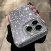 Cartoon Pink Cherry Small Bow Glitter Clear Phone Case For iPhone 17 16 15 Pro Max 14 13 12 11 7 8 Plus 16E 17E XS XR X 17 Cover