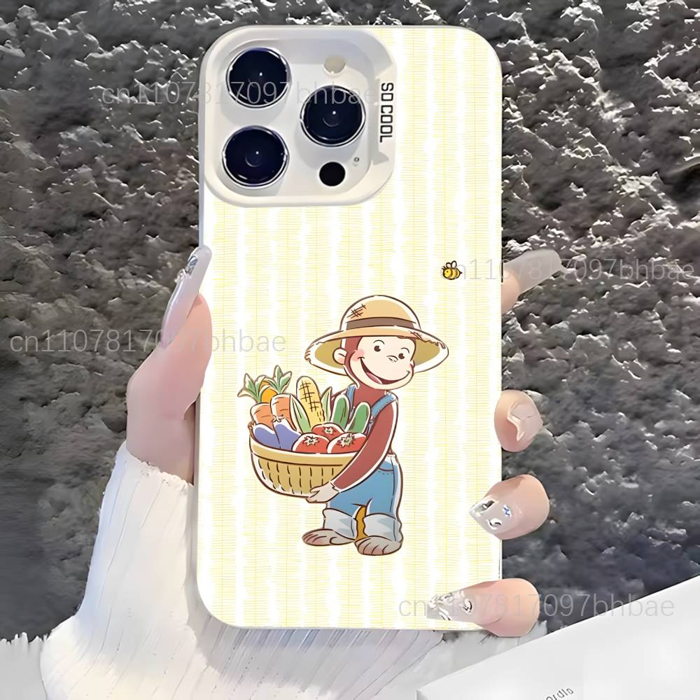 

C-Curious Monkey G-George Phone Case For iPhone 17,16,15,14,13,12,X,8,Pro,Max,Plus,SE4,Air,Mini White Matte for Daily Commute iPhone17air