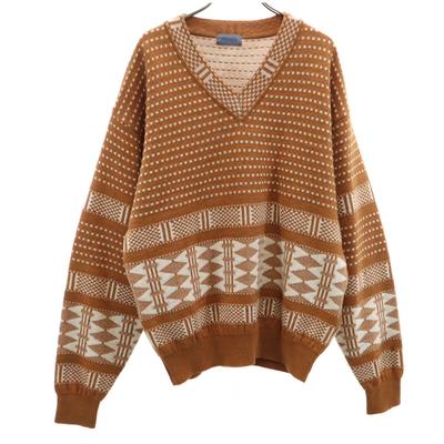 90s Made In Japan Wool Old Overall Handle Long Sleeve V Neck Sweater Men's Used