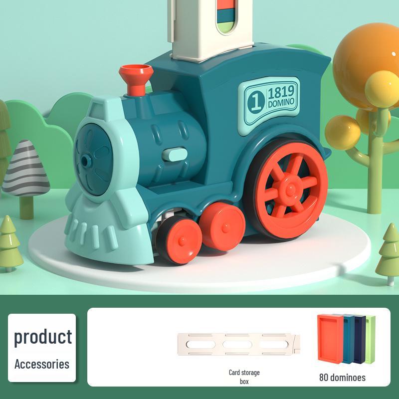 Automatic Little Train Domino Dispenser with Sound & Light - Educational Toy for Kids