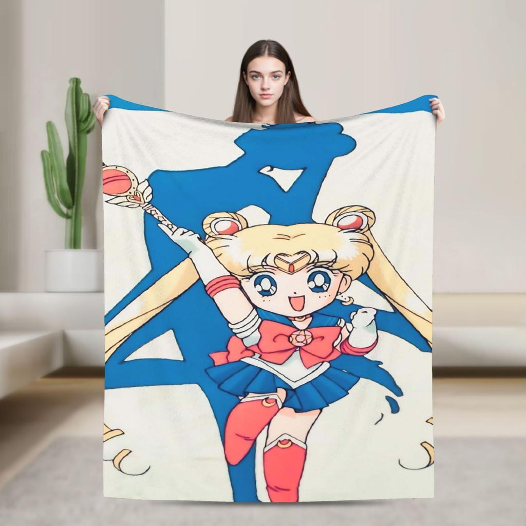 S-SAILOR Anime M-MOON Blankets Warm Soft Funny Plush Bedding Throws For Children Home Decor Flannel Bedspread Bed Cover