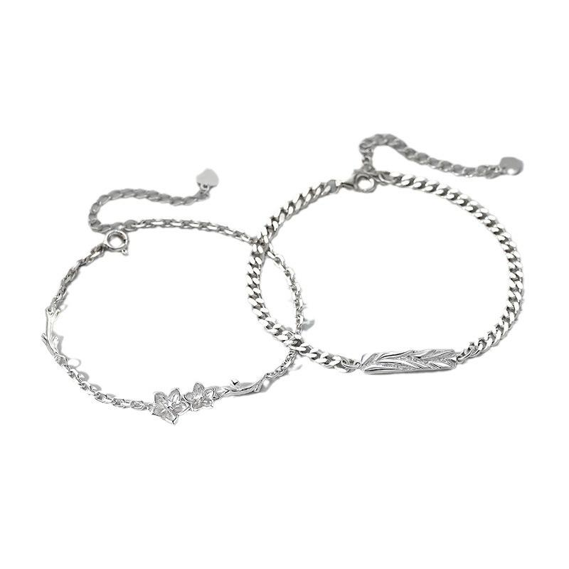 Classic Adjustable Lovers Bracelet Valentine's Day Hand Jewelry Simple Thin Bracelet Flower Charm Couple Bangle Girls