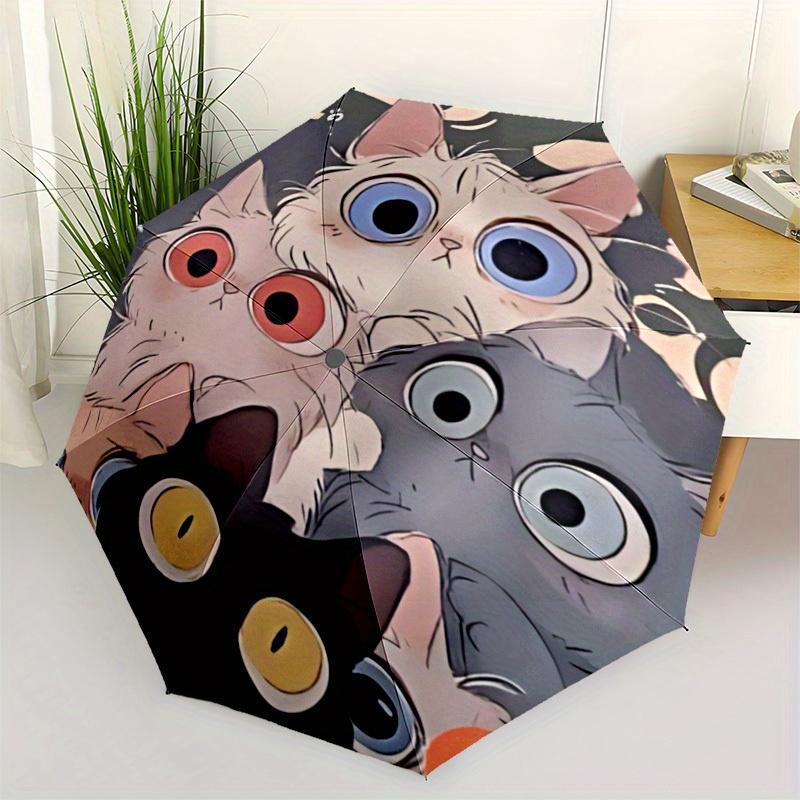 1pc Cat Eyes Automatic Open/Close Umbrella Sturdy Iron Frame, Compact Travel Umbrella - Perfect Gift for Women, Men, Birthdays020