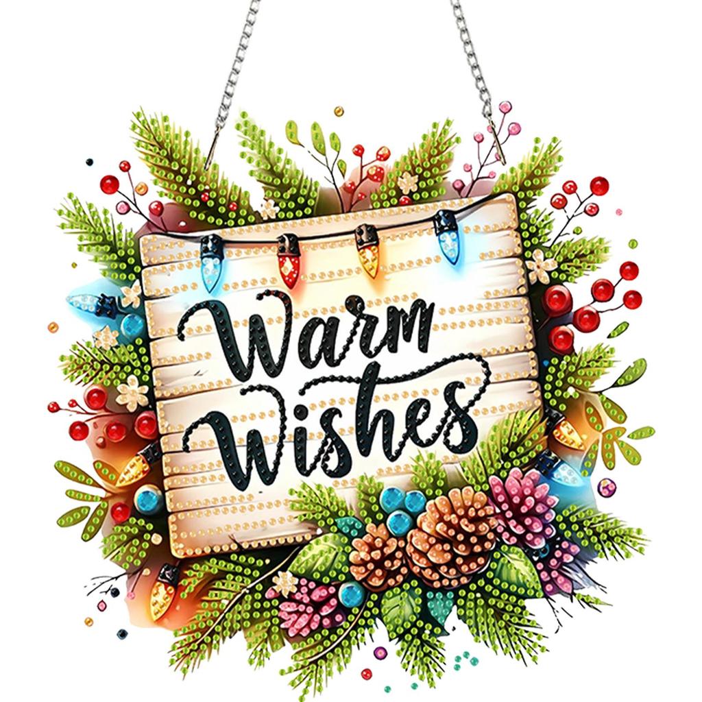 Weihnachtsthema 2D/Flache DIY Hänge Diamantkunst Sets Diamantmalerei Set Diamantkunst Anhänger Wanddeko für Zuhause & Fenster