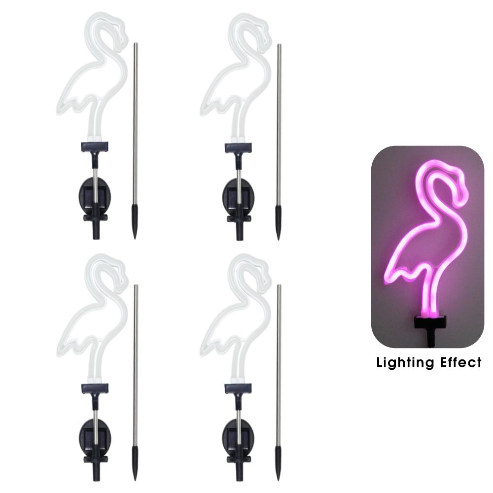 Solar Neon Flamingo Light Garden Ornament Outdoor Lawn Lamp Landscape Yard Light Wedding Party Supplies Christmas Art Decoration