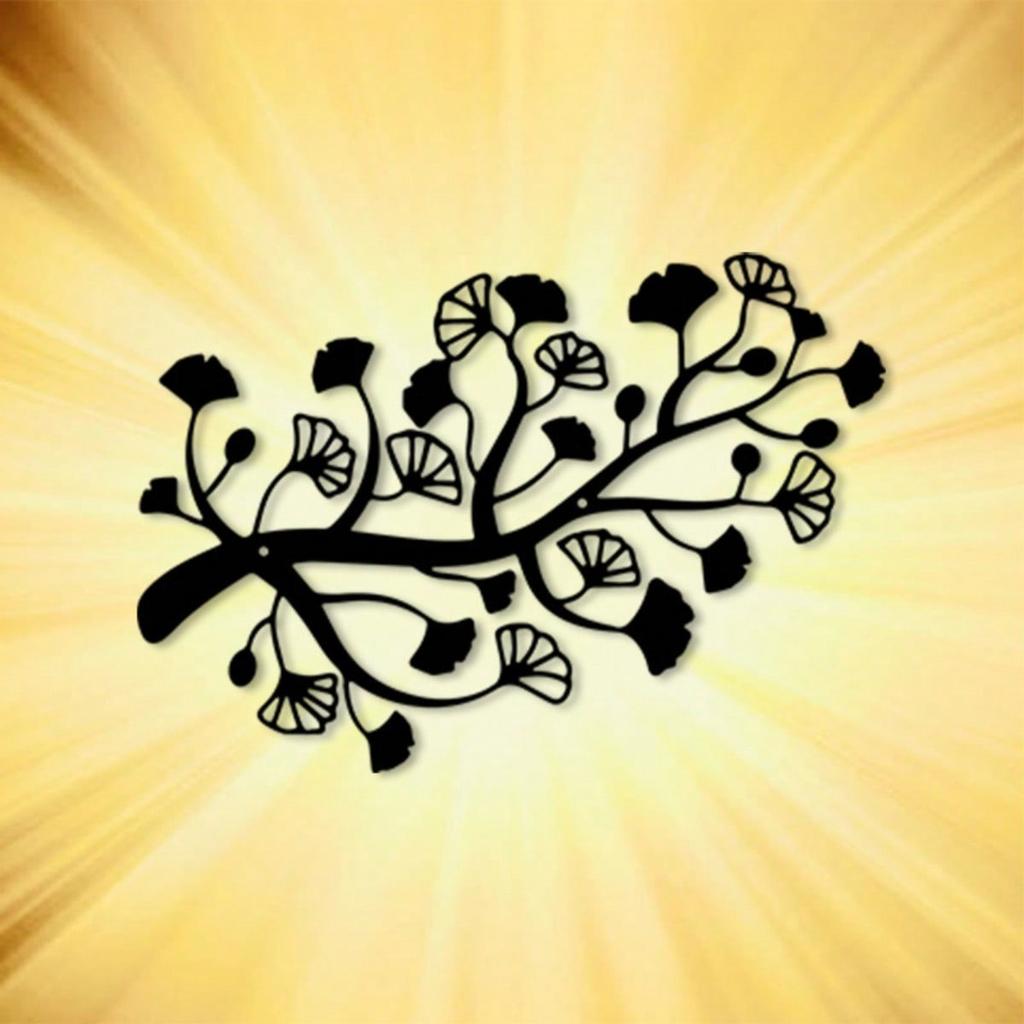 Metal Vintage Black Ginkgo Branch Home Wall Art Decor