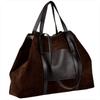 Vera Pelle Natural Suede Leather Bag, Chocolate Brown, Shoulder and Handbag