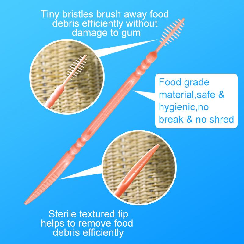 Doppelendiges zahnförmiges Zahnseide Einweg-Kunststoff-Zahnstocher Zahnseide Interdentalbürste Mundreinigung Pflegeinstrument
