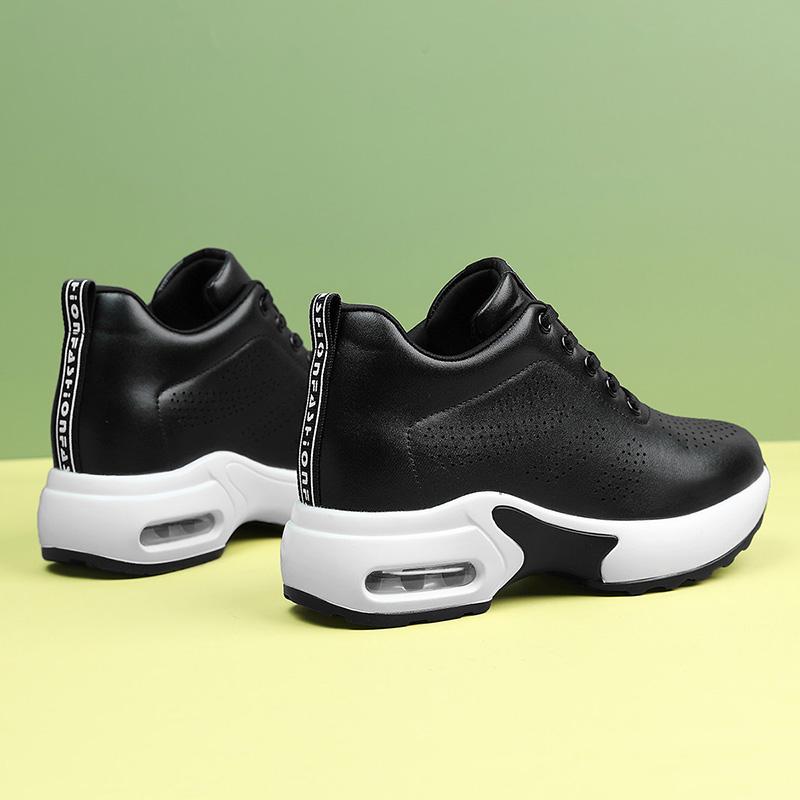 Fashion Wedge Heel Platform Shoes Chunky Sneakers Hollow Breathable Women Summer Sneakers Pumps Shoes Microfiber Leather Shoes
