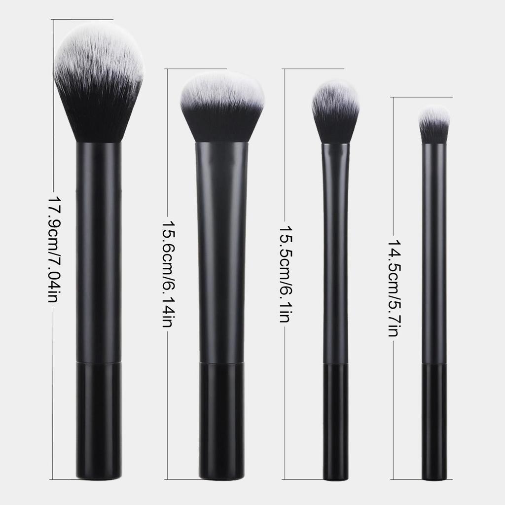 Long-Handle Makeup Brush Set: Includes Contour, Powder, Eyebrow, and Eyeshadow Brushes In 4, 6, and 8-Piece Options.